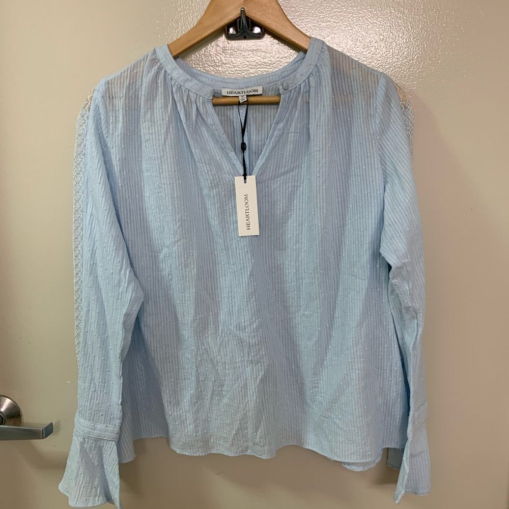 Heartloom Romantic Swiss Dot Ruffle Back Blouse sz M NWT